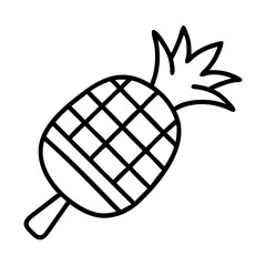grilled pineapple icon, grilled pineapple line art - simple line art of grilled pineapple, perfect for grilled pineapple logos and icons and themed design 
