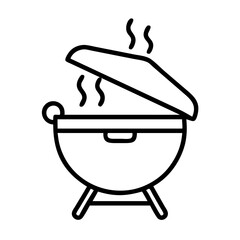 grill lid open with smoke icon, grill lid open with smoke line art - simple line art of grill lid open with smoke, perfect for grill lid open with smoke logos and icons and themed design 