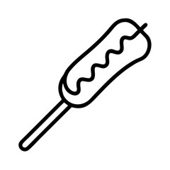 hot dog on a skewer icon, hot dog on a skewer line art - simple line art of hot dog on a skewer, perfect for hot dog on a skewer logos and icons and themed design 