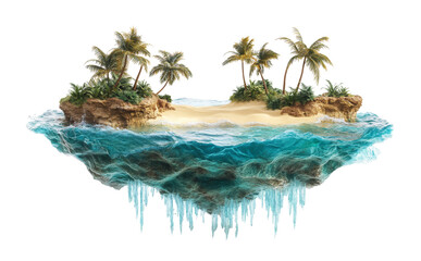 Obraz premium Floating Tropical Island with Palm Trees