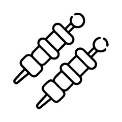 kebab skewers icon, kebab skewers line art - simple line art of kebab skewers, perfect for kebab skewers logos and icons and themed design 