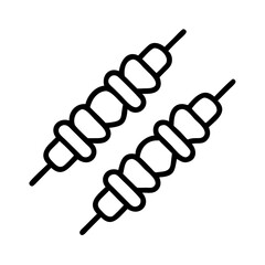 kebab skewers icon, kebab skewers line art - simple line art of kebab skewers, perfect for kebab skewers logos and icons and themed design 
