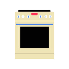 Beige Oven In Flat Vector Illustration Symbolizing Cooking, Baking, And Kitchen Appliances, Isolated On White Background.