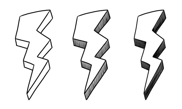 Handmade drawing of a lightning bolt. Simple concept drawing for an idea, success and brainstorming.