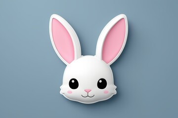 Obraz premium there is a white bunny mask with pink ears on a blue background