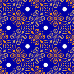 Arabic colorful seamless pattern on blue