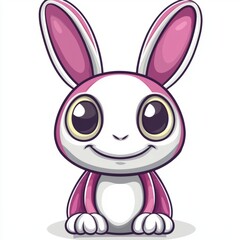 Obraz premium Adorable Pink Eared Bunny Sitting Happily