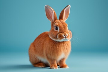 Obraz premium arafed rabbit sitting on a blue surface with a blue background