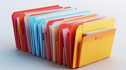 Colorful File Folders Organized for Business and Technology Purposes on a Clean Workspace Background for Internet Company Use
