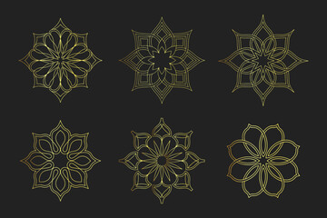 Set of Islamic ornament pattern. Arabic luxury floral illustration for invitations and greeting cards. 