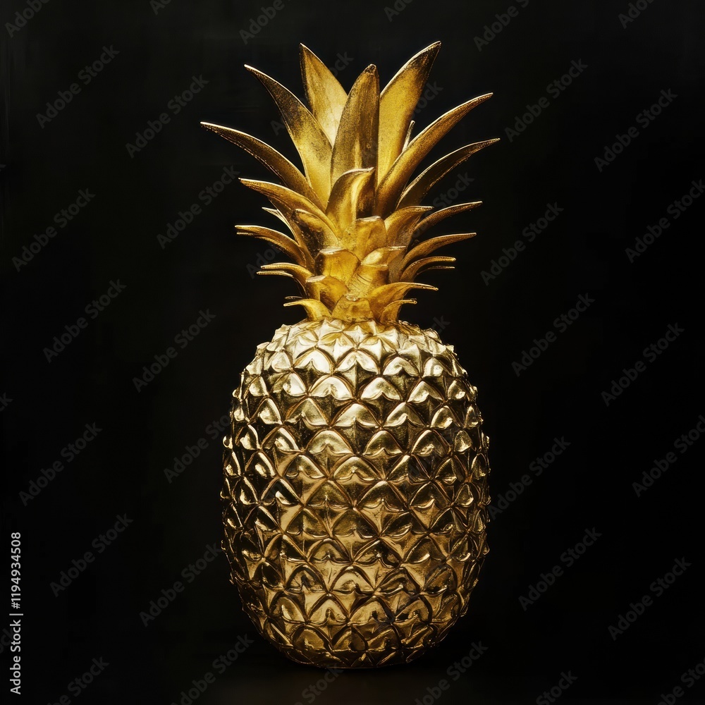 Fototapete luxurious golden pineapple shining against a dark background creating a vibrant and elegant display 