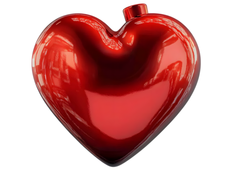 red 3d rendering of a metallic shiny heart isolated