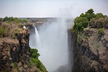 Victoria Falls, waterfall on the Zambezi River between Zambia and Zimbabwe. Africa