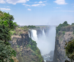 Victoria Falls, waterfall on the Zambezi River between Zambia and Zimbabwe. Africa