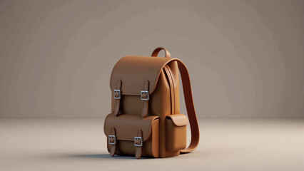 Stylish brown leather backpack displayed on a simple background, showcasing its sleek design and functionality