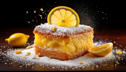 Delicious lemon pastry with a lemon slice on top.