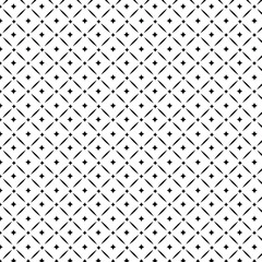 Black and white vector seamless pattern with small diamonds , star shapes ,rhombuses .Abstract black and white geometric texture .Simple minimal wide repeat background .