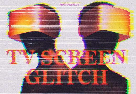 Retro TV Screen Glitch Photo Effect