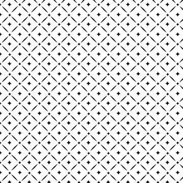 Black and white vector seamless pattern with small diamonds , star shapes ,rhombuses .Abstract black and white geometric texture .Simple minimal wide repeat background .