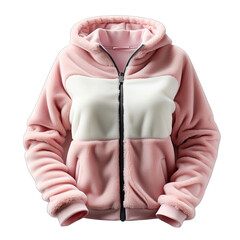 Luxury Pink And White Winter Fleece Jacket Isolated On transparent Background 