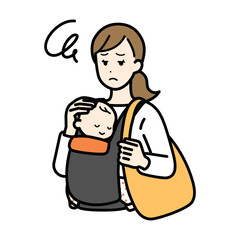 Clip art of woman raising child in trouble.