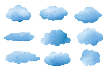 Set of clouds. Vector illustration of cloud in watercolor style, isolated