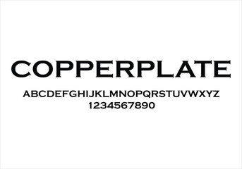 Copperplate font for logo and headline. Isolated vector typeset