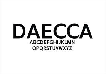 Daecca font for logo and headline. Isolated vector typeset