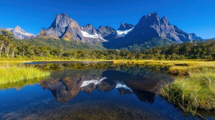 Fototapeta premium Majestic Mountain Lake Reflection
