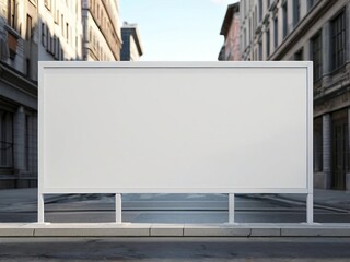 Obraz premium Blank billboard in an urban setting, surrounded by historic buildings and a clear sky