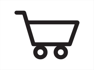 Shopping cart outline vector on white background 