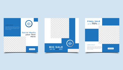 Set of Editable minimal square banner template. social media post sale template design