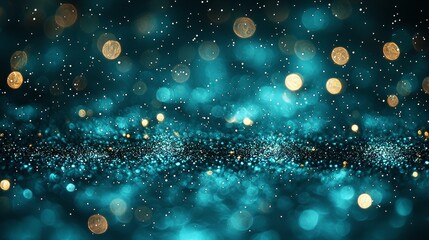 Teal glitter bokeh background; festive, celebratory, sparkly texture