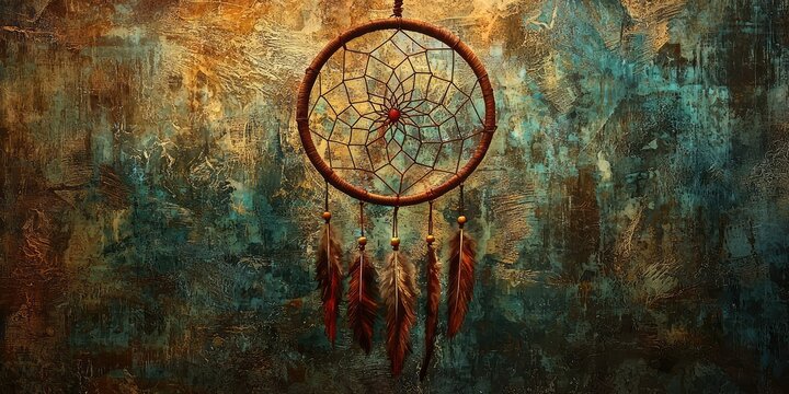 A dreamcatcher surrounded by surreal textures.