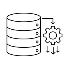 Data Processing – Database and Gear Representing Transformation and Structuring of Data