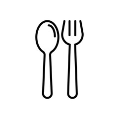 Spoon and fork icon Flat illustration sign