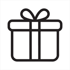 Gift box outline vector on white background