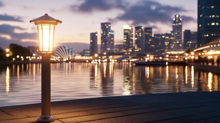 Cityscape at Night with Glowing Lights
