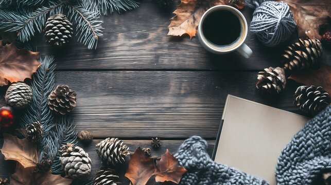 A cozy autumnal setting with coffee