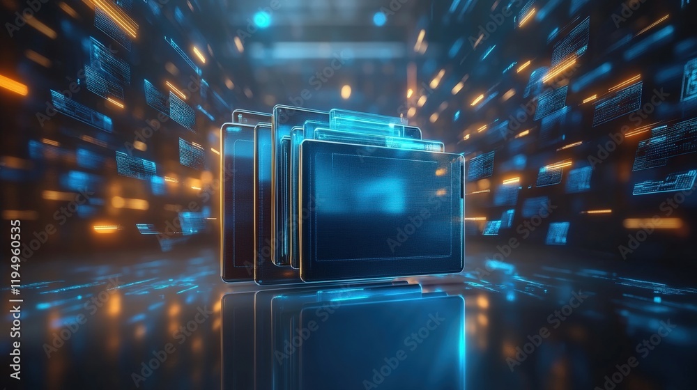 Poster digital file management system for online storage with virtual folders and data streams in a futuris