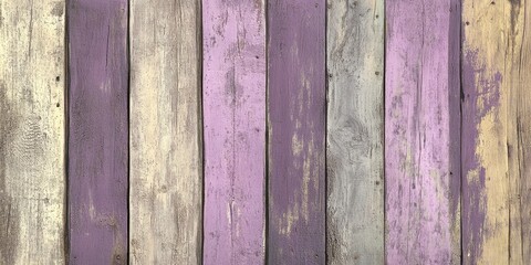 Retro textured background of wooden boards with vertical planks in shades of purple, beige and gray...