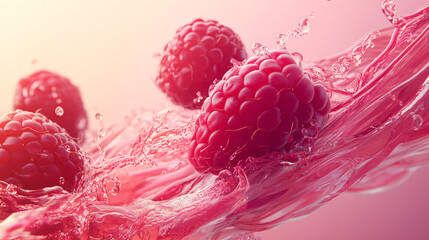 A dynamic raspberry design with flowing lines and high-contrast highlights, creating an energetic and memorable visual effect.