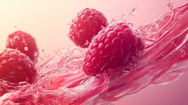 A dynamic raspberry design with flowing lines and high-contrast highlights, creating an energetic and memorable visual effect.