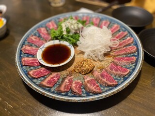 Japanese meat food. Beef Tataki