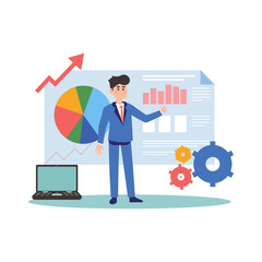 Data Analysis Vector Illustration Flat Design Stock Illustrations