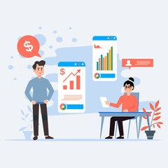 Data Analysis Vector Illustration Flat Design Stock Illustrations