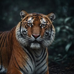 A tiger with a red gem on its forehead surrounded by swirling white light.