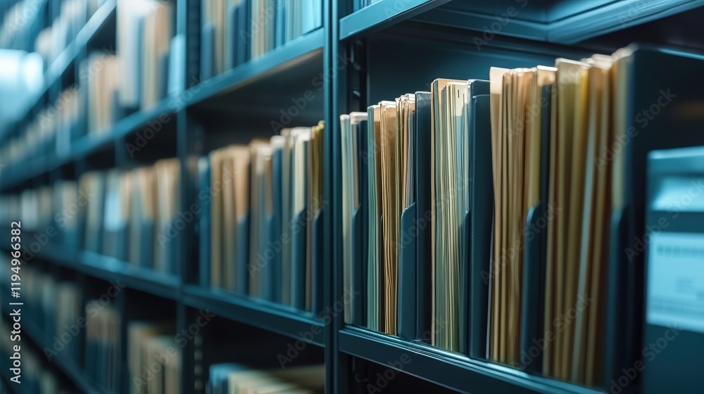 Poster organized digital filing system with folders for efficient document management in a modern workspace