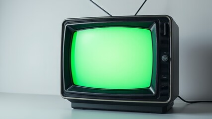 Retro TV Green Screen Static - AI Photo