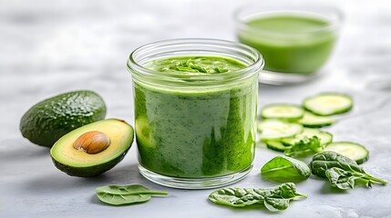 Fresh Organic Juice with Avocado, Lime and Cucumber